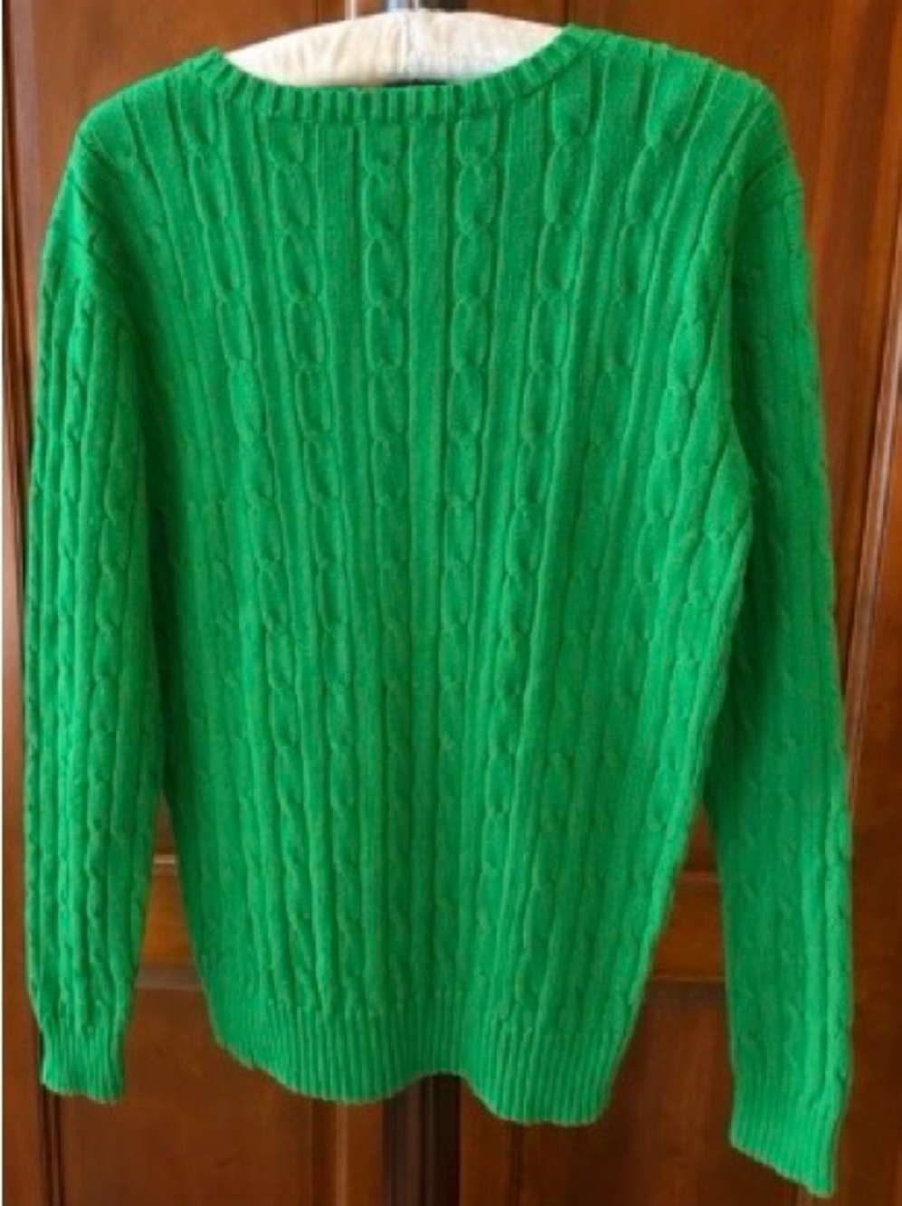 Polo Ralph Lauren Green Cable Knit Cotton Sweater Yellow Pony XL - Picture 4 of 11